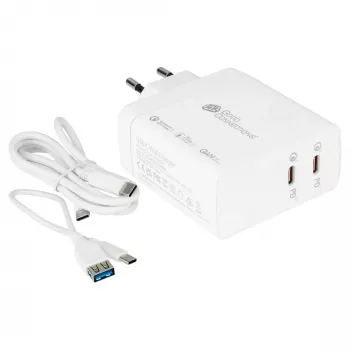 Good Connections GC caricabatterie rapido USB 140W tecnologia GaN, 2x USB-C, PD 3.1, QC 5.0, PPS bianco -• caricabatterie rapido USB 140W• per smartphone