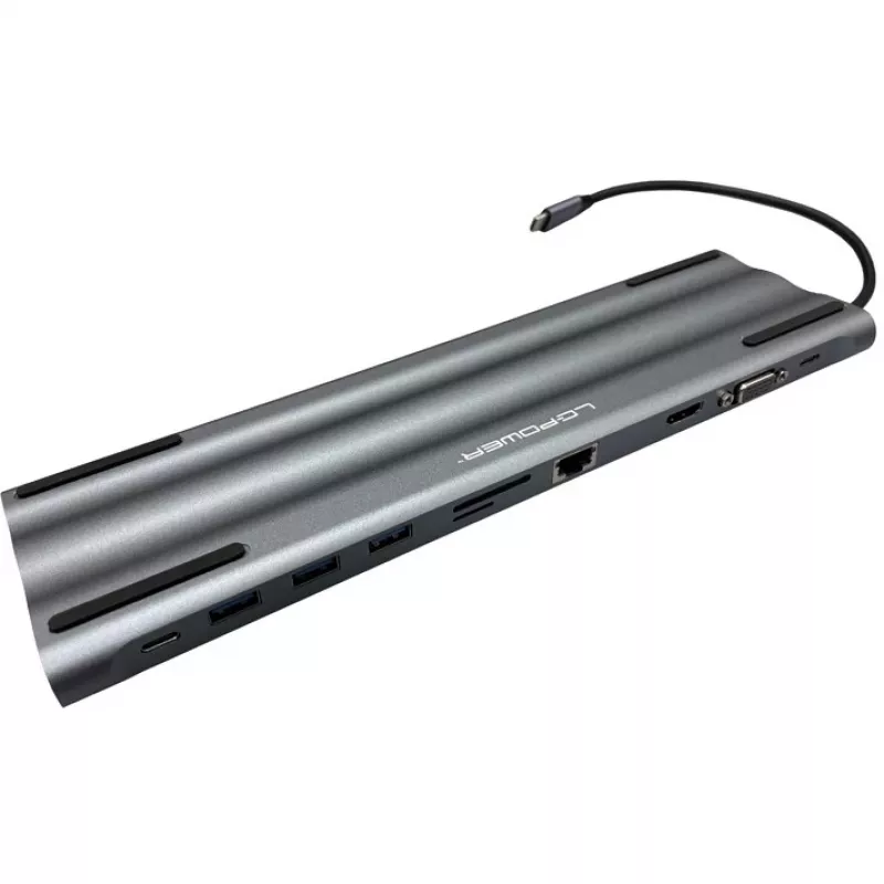 LC-Power LC-HUB-C-MULTI-8 USB-C a 3xUSB-A/2xUSB-C/HDMI/VGA/MicroSD/SD/RJ45/Audio