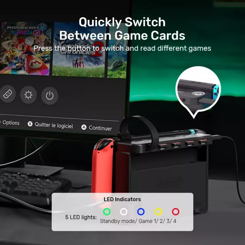 Unitek G1002D lettore di schede di gioco a 4 slot per Nintendo Switch