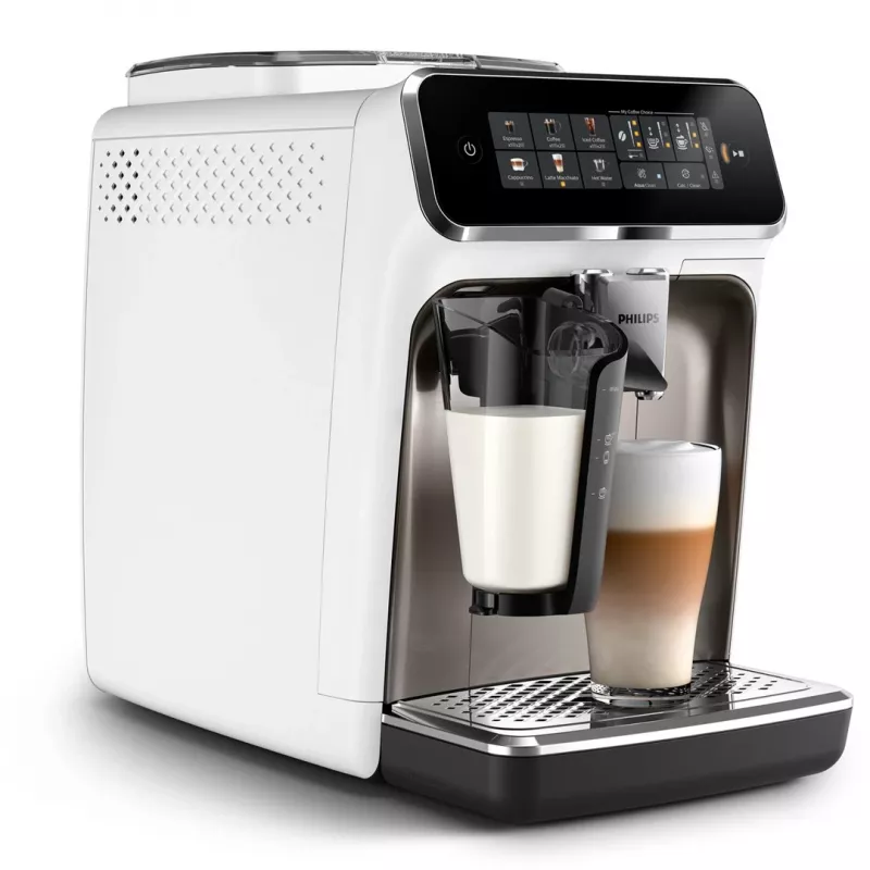 Macchina per espresso Philips EP3343/90 – automatica, 2 tazze, 15 bar, macinacaffè in ceramica, contenitore chicchi 275 g, serbatoio latte, display touch TFT