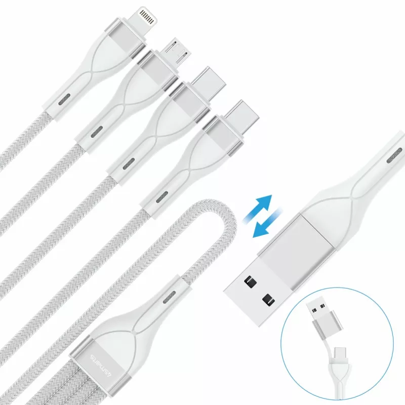 4smarts 541024 cavo USB 1,2 m USB A/USB C USB C/Micro USB-A/Lightning bianco (541024)
