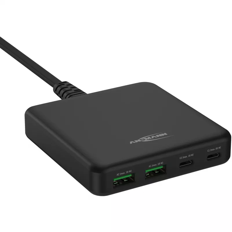 Caricabatterie USB da scrivania DC465PD (nero, 65 Watt, PD, Quick Charge 3.0)