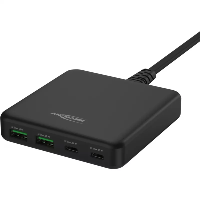 Caricabatterie USB da scrivania DC465PD (nero, 65 Watt, PD, Quick Charge 3.0)