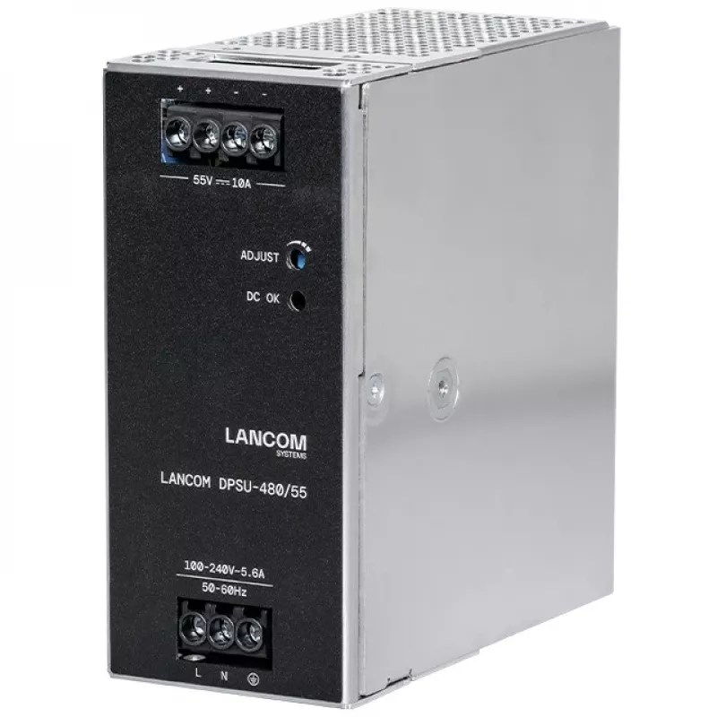 Alimentatore Lancom Systems LANCOM DPSU-480/55 — 480 W, AC 100–240 V, TS35 DIN, nero/acciaio