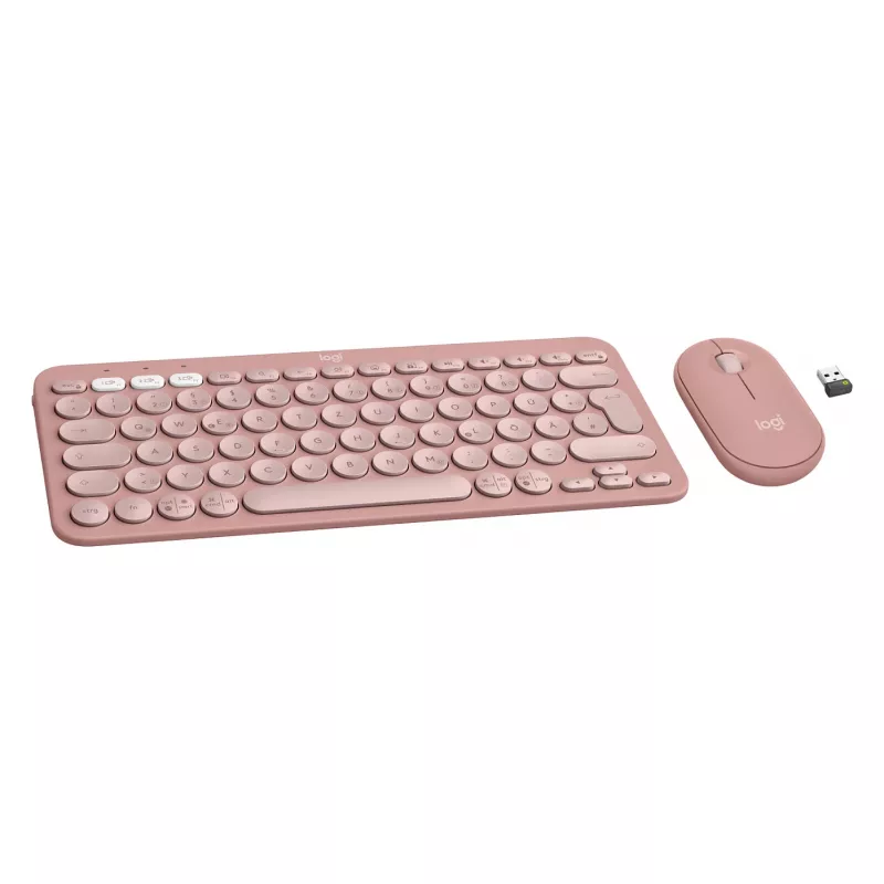 Logitech Pebble 2 Combo tastiera mouse con Universal RF Wireless + Bluetooth QWERTZ tedesco rosa (920-012205)