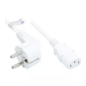 Cavo di alimentazione spina Schuko tipo E+F (CEE 7/7, angolata) a C13 (dritta), bianco, 1,00 mm², 2,5 m, Good Connections® (P0130-W025)