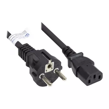 Cavo di alimentazione spina Schuko tipo E+F (CEE 7/7, dritta) a C13 (dritta), nero, 0,75 mm², 1,5 m, Good Connections® (P0030-S015)