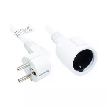 Prolunga spina Schuko spina-spina tipo E+F (CEE 7/7, angolata) a connettore femmina tipo F (CEE 7/3, dritta), bianco, 1,50 mm², 2 m, Good Connections® (P0102-W020)