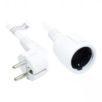 Prolunga spina Schuko spina-spina tipo E+F (CEE 7/7, angolata) a connettore femmina tipo F (CEE 7/3, dritta), bianco, 1,50 mm², 3 m, Good Connections® (P0102-W030)