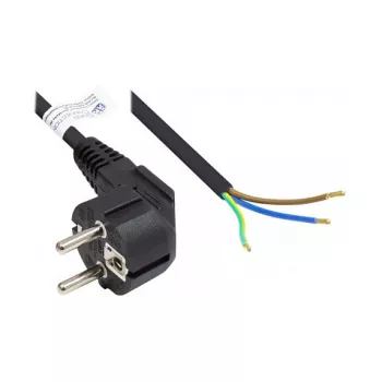 Cavo di alimentazione connettore Schuko tipo E+F (CEE 7/7, angolato) a estremità spelate, nero, 1,00 mm², 5 m, Good Connections® (P0185-S050)