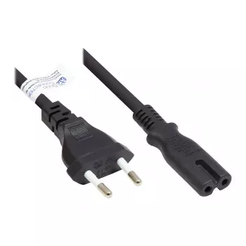 Cavo di alimentazione Euro connettore Euro tipo C (dritto) a connettore femmina C7/Euro 8 (dritto), nero, 0,75 mm², 5 m, Good Connections® (P0370-S050)