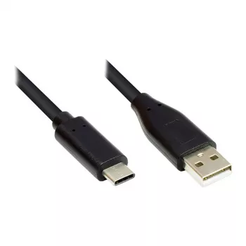 Cavo di collegamento USB 2.0, connettore maschio USB-C™ a connettore maschio USB 2.0 A, CU, nero, 1m, Good Connections® (GC-M0117)