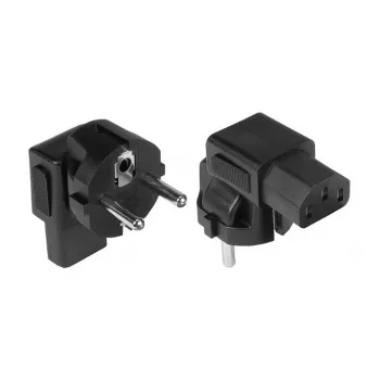 Adattatore di rete connettore maschio Schuko tipo E+F (CEE 7/7) a connettore femmina IEC C13, angolato, nero (PA-0133S)
