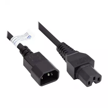 Cavo di collegamento per apparecchiature IEC Hot-Condition C14 (dritto) a C15 (dritto), nero, 0,75 mm², 1 m, Good Connections® (P1450-S010)