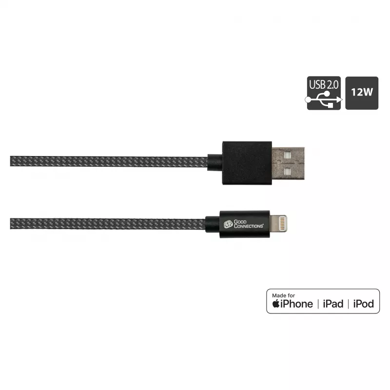 Good Connections Cavo USB 2.0 di ricarica e dati per iPhone/iPad/iPod USB-A maschio a Lightning - Il cavo di alta qualità e ufficialmente certificato da Apple