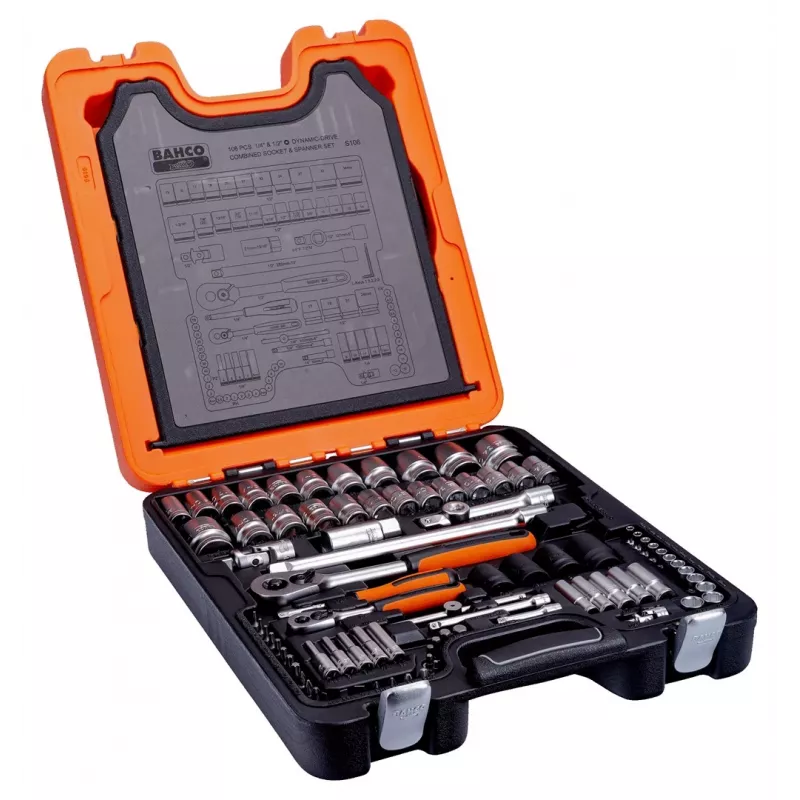 Bahco S106 set di chiavi a bussola, 1/4" e 1/2", 430 mm