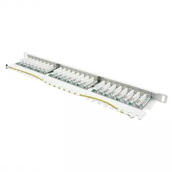 Patch panel 48,30 cm (19) Cat. 6, 24 porte, 0,5 U, STP schermato, apertura senza attrezzi, bianco puro (RAL9010), Goo (GC-N0137)