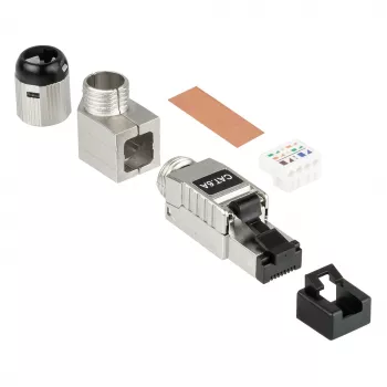 Connettore RJ45 Cat. 6A, senza attrezzi / assemblabile sul campo, STP schermato, metallo, 5 direzioni, Good (GC-N0165)