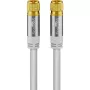 Goobay cavo d'antenna SAT (tipo 135 dB), con 4 strati di schermatura, 2 m, bianco – dorato, spina F > spina F (70600)
