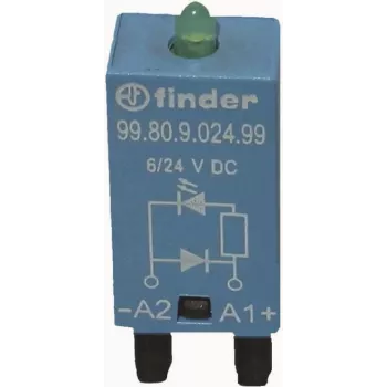 Indicatore LED FINDER con diodo di ricircolo sul morsetto A1, LED verde 99.80.9.024.99 (9980902499)
