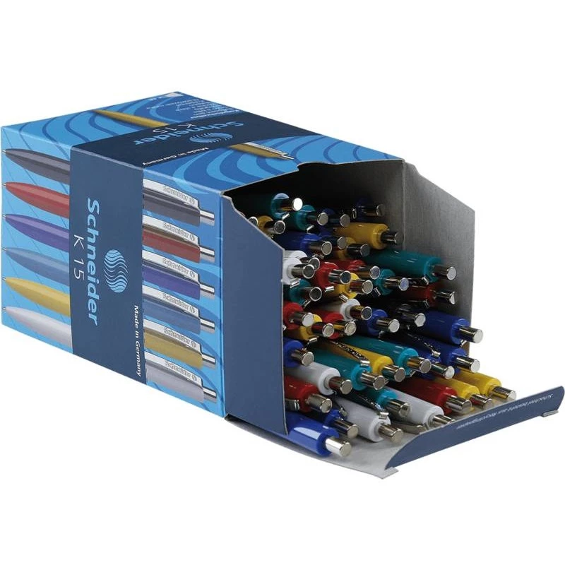 Penna a sfera con clip, retrattile, Schneider K 15 blu multicolore