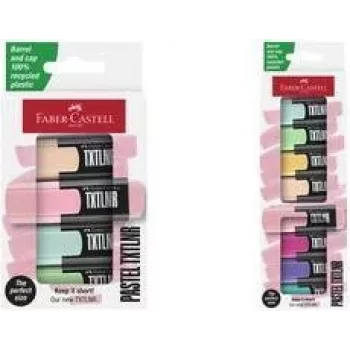 Set di evidenziatori Faber-Castell 154214 pastello, 4 pezzi – corallo, verde, verde chiaro, rosa