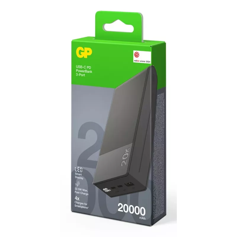 GP Battery GP PowerBank M2+ 20C 20000mAh 2xUSB-C/1xUSB-A nero indicatore LED (GPPBM20CGYMSR287)