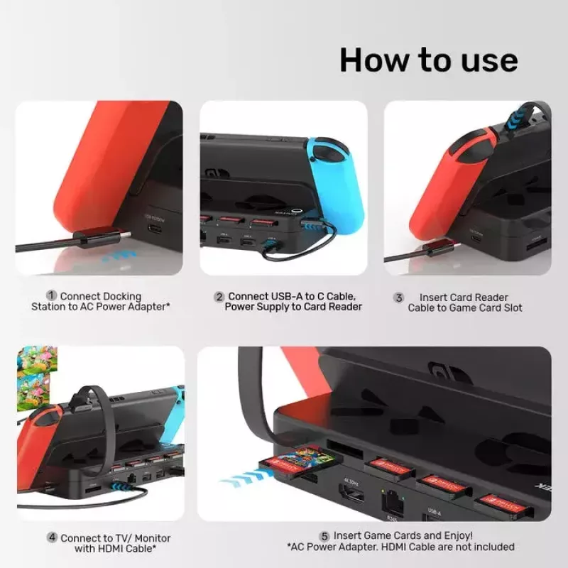 Console portatile da gaming con dock Unitek G1002F01 — connessione docking USB, nero