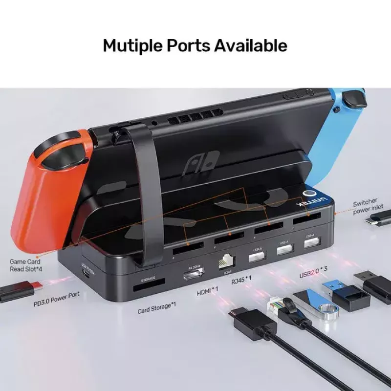 Console portatile da gaming con dock Unitek G1002F01 — connessione docking USB, nero