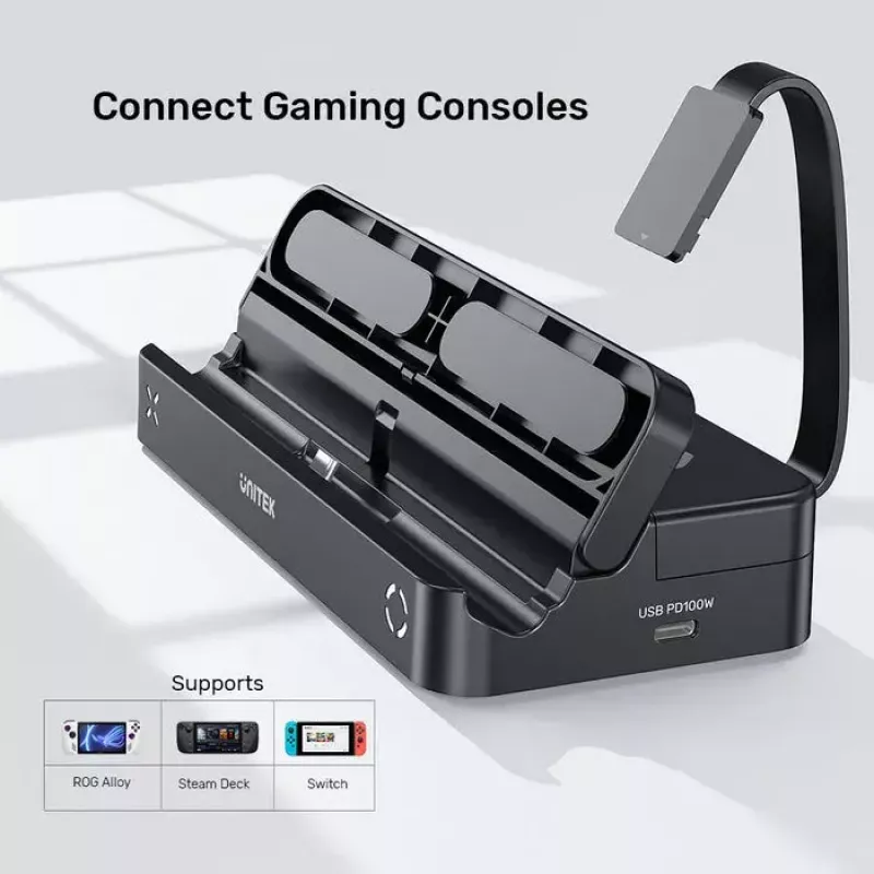 Console portatile da gaming con dock Unitek G1002F01 — connessione docking USB, nero