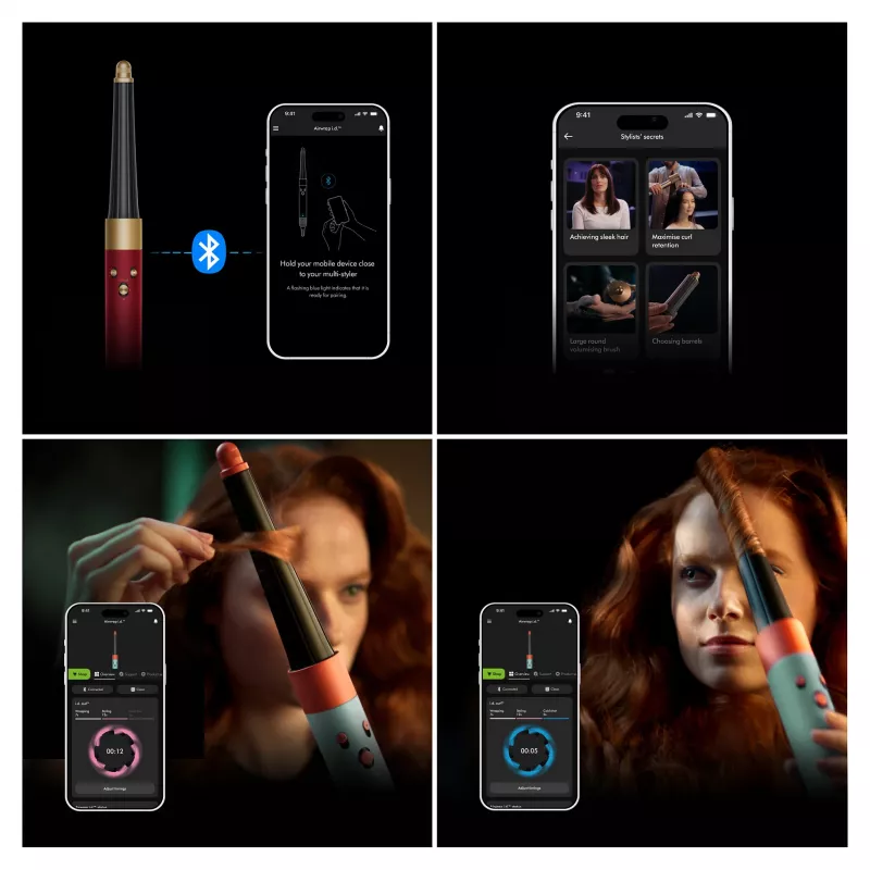 Airwrap i.d. Straight + Wavy Limited Edition, multistyler rosso/oro, Bluetooth