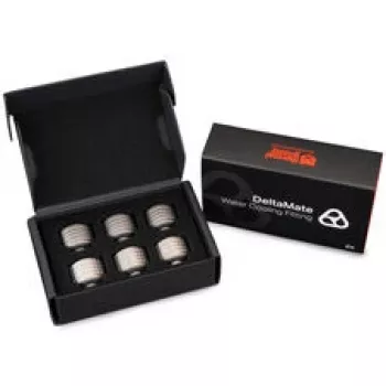 Thermal Grizzly DeltaMate Compression Fitting ST16, ottone G1/4, nichel, confezione da 6 (TG-DM-FIT-6201)