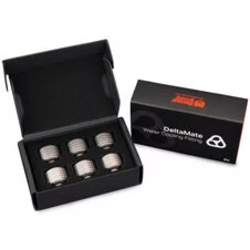 Thermal Grizzly DeltaMate Compression Fitting ST16, ottone G1/4, nichel, confezione da 6 (TG-DM-FIT-6201)