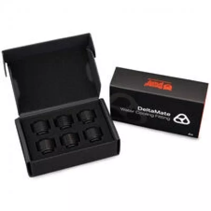 Thermal Grizzly DeltaMate Compression Fitting ST16, ottone G1/4, nero, confezione da 6 (TG-DM-FIT-6001)