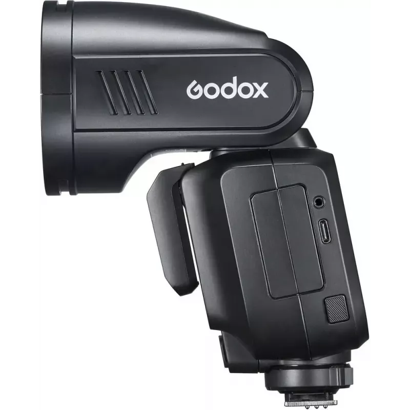 Flash Godox V100‑N per Nikon — flash a slitta TTL portatile con batteria agli ioni di litio