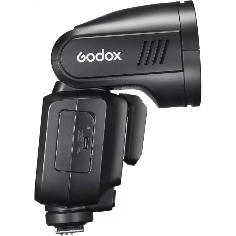 Flash Godox V100‑N per Nikon — flash a slitta TTL portatile con batteria agli ioni di litio