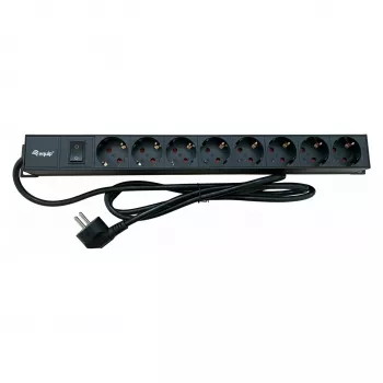 Ciabatta EQUIP 19 pollici 90° CEE7/7 su 8 prese Schuko con interruttore, alluminio
