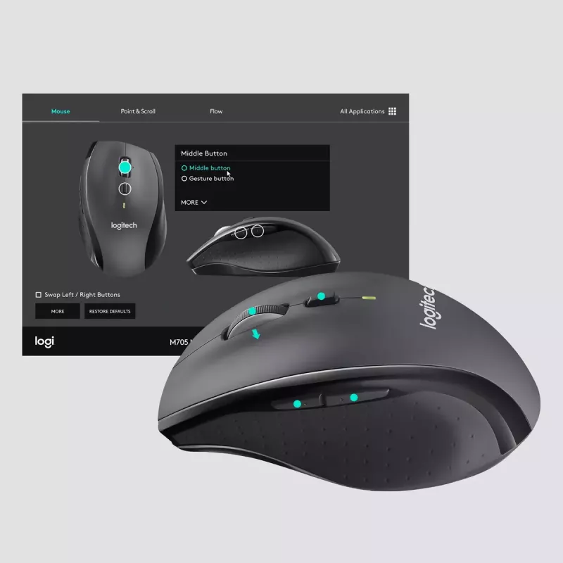 Logitech Marathon M705 mouse wireless USB nero