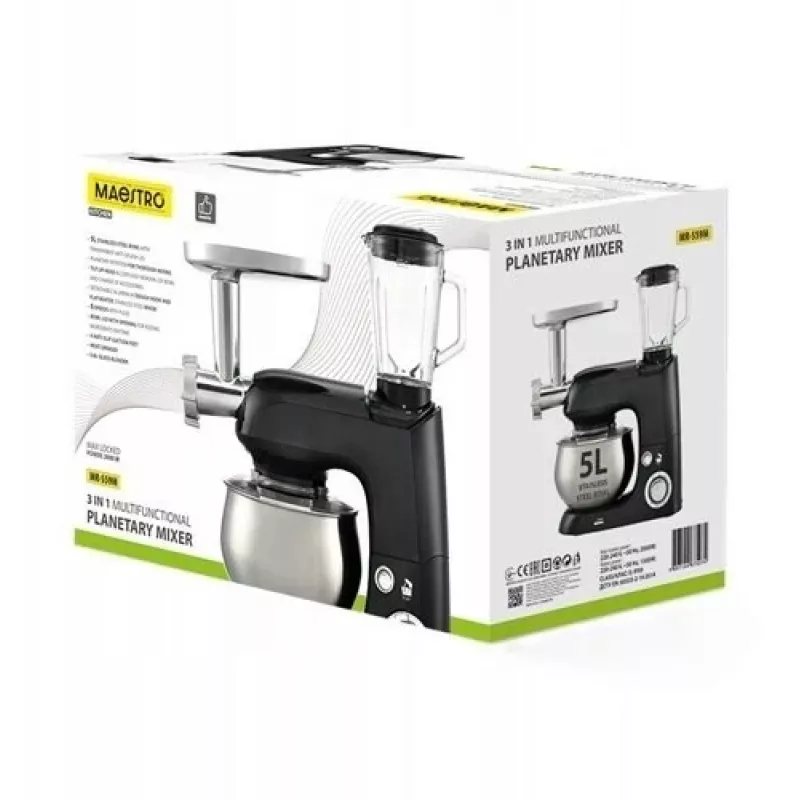 Robot da cucina planetario Maestro MR-559-M 3 in 1, 2000 W, robot da cucina multifunzione
