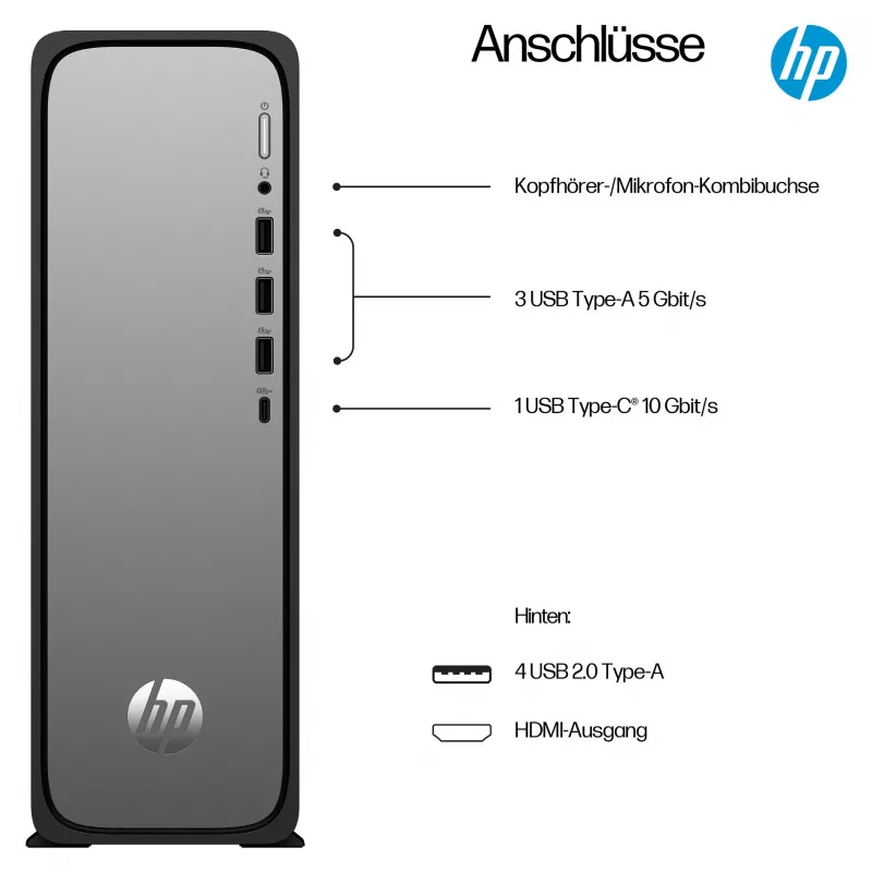 HP OmniDesk S03-0055ng Intel Core i5-14400 desktop slim tower - sistema completo - Core i5