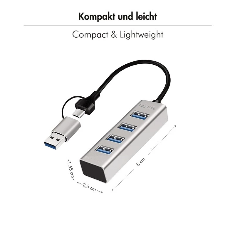 Hub USB 3.0 4 porte USB-A 5 Gbit/s