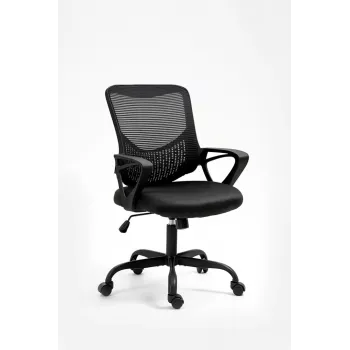 Sedia da ufficio ActiveJet YK507 nero – sedia girevole ergonomica, tessuto/PU, regolabile in altezza