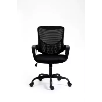Sedia da ufficio ActiveJet YK507 nero – sedia girevole ergonomica, tessuto/PU, regolabile in altezza