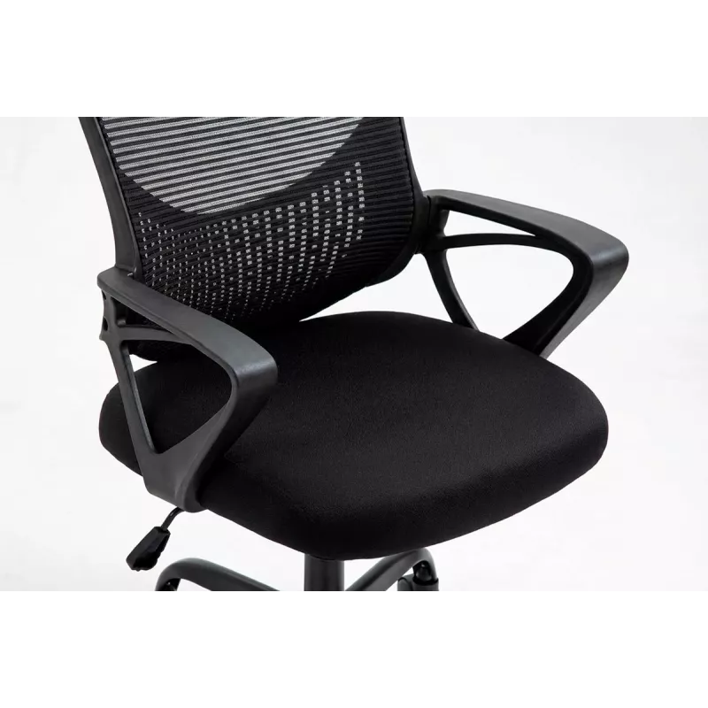 Sedia da ufficio ActiveJet YK507 nero – sedia girevole ergonomica, tessuto/PU, regolabile in altezza