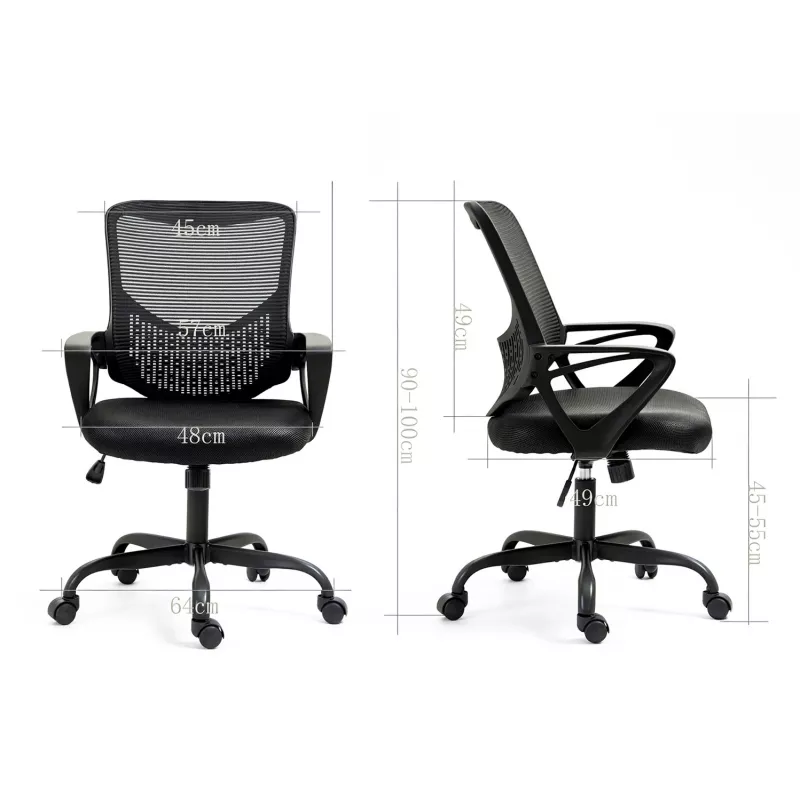 Sedia da ufficio ActiveJet YK507 nero – sedia girevole ergonomica, tessuto/PU, regolabile in altezza