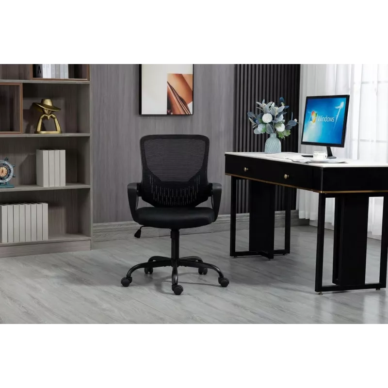 Sedia da ufficio ActiveJet YK507 nero – sedia girevole ergonomica, tessuto/PU, regolabile in altezza