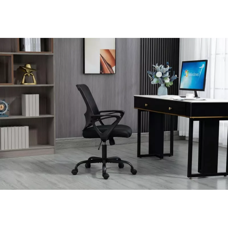 Sedia da ufficio ActiveJet YK507 nero – sedia girevole ergonomica, tessuto/PU, regolabile in altezza