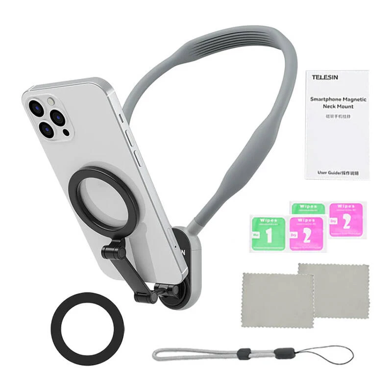 Telesin supporto magnetico da collo MNM-002 per iPhone (12–16) – angolo regolabile, leggero
