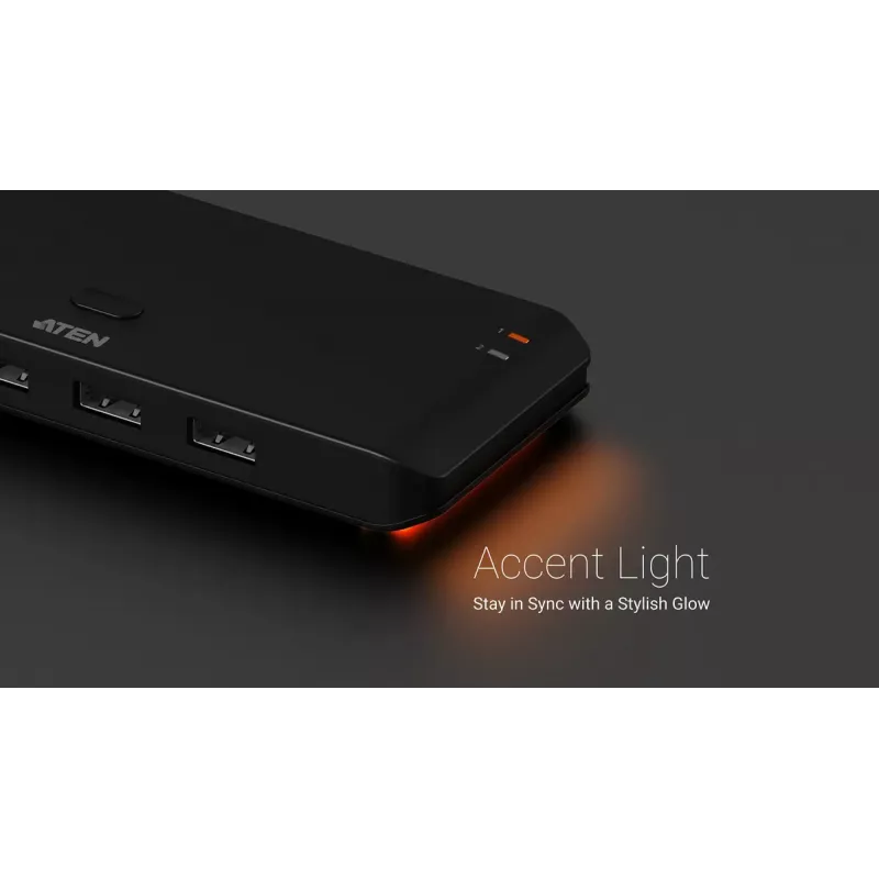 Switch di condivisione USB 2.0 ATEN US4224 — 2x host a 4x dispositivo, 480 Mbit/s, nero