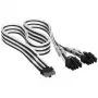Corsair cavo Premium-Sleeved da 12V-2x6 a 2x 6+2-Pin PCIe, universale – nero/bianco